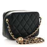 Lambskin Quilted CC Pearl Crush Camera Case Black
