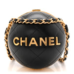 Lambskin Quilted Sphere Minaudiere Chain Clutch Black