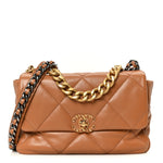 Lambskin Quilted Large Chanel 19 Flap Brown