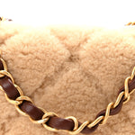 Shearling Lambskin Quilted Mini Furry Coco Flap Beige Dark Brown