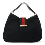Monogram Large New Ladies Web Hobo Black