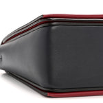 Shiny Smooth Calfskin Medium Frame Shoulder Bag Red Navy