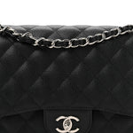 Caviar Quilted Jumbo Double Flap Black