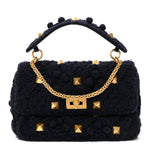 Cashmere Large Roman Stud Shoulder Bag Marine
