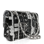 Lambskin Graffiti Printed Medium Double Flap Black Silver