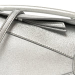 Laminated Lambskin Mini Puzzle Edge Bag Silver