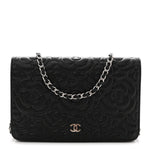 Caviar Camellia Embossed Wallet On Chain WOC Black
