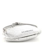 Metallic Textured Calfskin Logo Cloud Coin Purse With Strap Silver