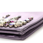 Satin Raso Crystal Embellished Clutch Mirtillo