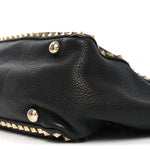 Pebbled Calfskin Medium Rockstud Tote Black