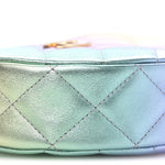 Gradient Metallic Lambskin Quilted Hobo Bag Pink Purple Green