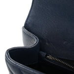 Sheepskin Matelasse Chevron Monogram Medium College Bag Navy