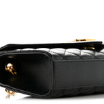 Grain De Poudre Textured Mixed Matelasse Triquilt Small Monogram Satchel Black
