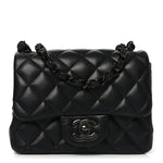 Lambskin Quilted Mini Square Flap So Black