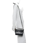 Aged Calfskin Quilted Small Gabrielle Hobo Black