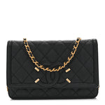 Caviar Quilted CC Filigree Wallet On Chain WOC Black