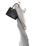 Caviar Quilted Medallion Tote Black