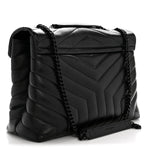Calfskin Y Quilted Monogram Monochrome Medium Loulou Chain Satchel Black