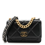 Lambskin Quilted Chanel 19 Wallet On Chain WOC Black