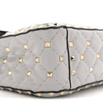 Nappa Medium Rockstud Spike Shoulder Bag Pastel Grey