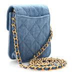 Denim Quilted Flap Mini Crossbody Blue
