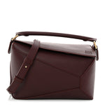 Calfskin Small Puzzle Edge Bag Burgundy