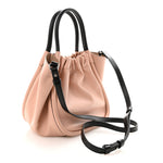 Calfskin Small Ruched Tote Peach