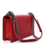 Lambskin Quilted New Medium Boy Flap Red