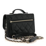 Caviar Quilted Business Affinity Clutch With Chain Black