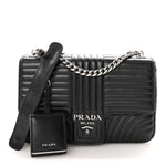 Soft Calfskin Impunture Diagramme Large Chain Flap Shoulder Bag Black