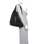 Lambskin Quilted Maxi Icare Shopping Tote Black