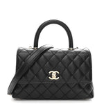 Caviar Quilted Mini Coco Handle Flap Black