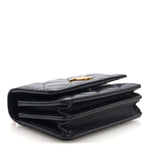 Lambskin Enamel Quilted Pending CC Clutch With Chain Black