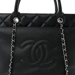 Soft Caviar CC Medium Top Handle Tote Black