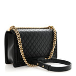 Lambskin Quilted New Medium Boy Flap Black
