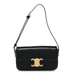 Shiny Calfskin Triomphe Shoulder Bag Black