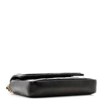 Shiny Aged Calfskin Quilted Waist Belt Bag Black