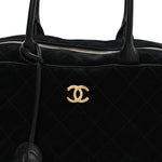 Suede Calfskin Large Perfect Bowling Bag Black
