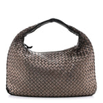 Metallic Nappa Intrecciato Medium Veneta Hobo Pewter