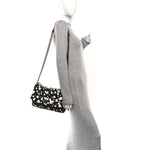 Tweed Paint Splatter Print Flap Black White