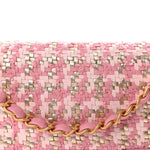 Metallic Lambskin Viscose Woven Flap Pink Gold