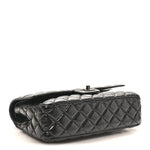 Shiny Crumpled Calfskin Quilted Medium Double Flap So Black