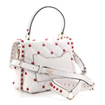 Lambskin Be My VLTN Print Candystud Top Handle Bag White Red Black