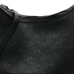 GG Grainy Calfskin Emblem Large Half Moon Shoulder Bag Black