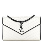 Grain De Poudre Matelasse Monogram Chain Wallet White Black