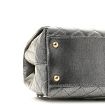 Metallic Caviar Quilted Small Coco Handle Flap Silver