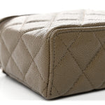 Caviar Quilted Top Handle Slim Vanity With Chain Dark Khaki