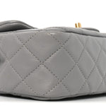 Lambskin Quilted Mini Rectangular Pearl Crush Flap Grey