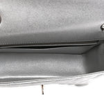 Metallic Lambskin Quilted Mini Rectangular Flap Silver