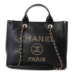 Caviar Small Studded Deauville Tote Black